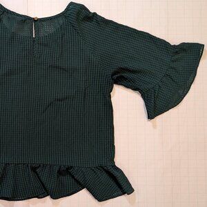 Dark green Peplum 3/4 length sleeve Blouse from A New Day size L